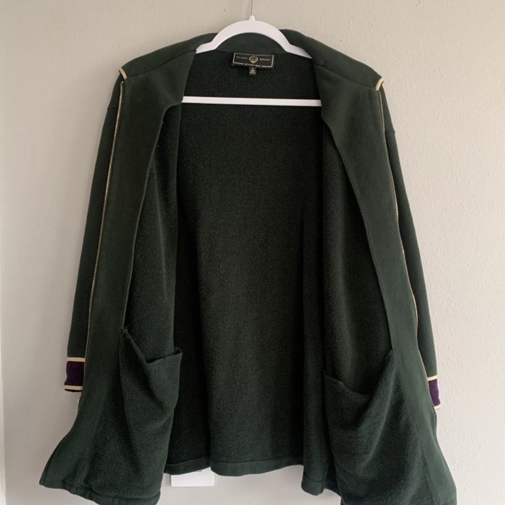 Vintage St. John Sport Dark Green Zip Sweater Jacket Top Old Money Preppy Chic S - Picture 7 of 11